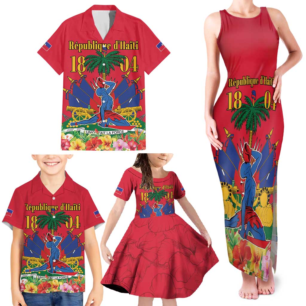 Haiti Independence Day Family Matching Tank Maxi Dress and Hawaiian Shirt Le Marron Inconnu Unity Makes Strength - Wonder Print Shop