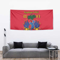 Red Haiti Independence Day tapestry with République d'Haïti 1804 graphic