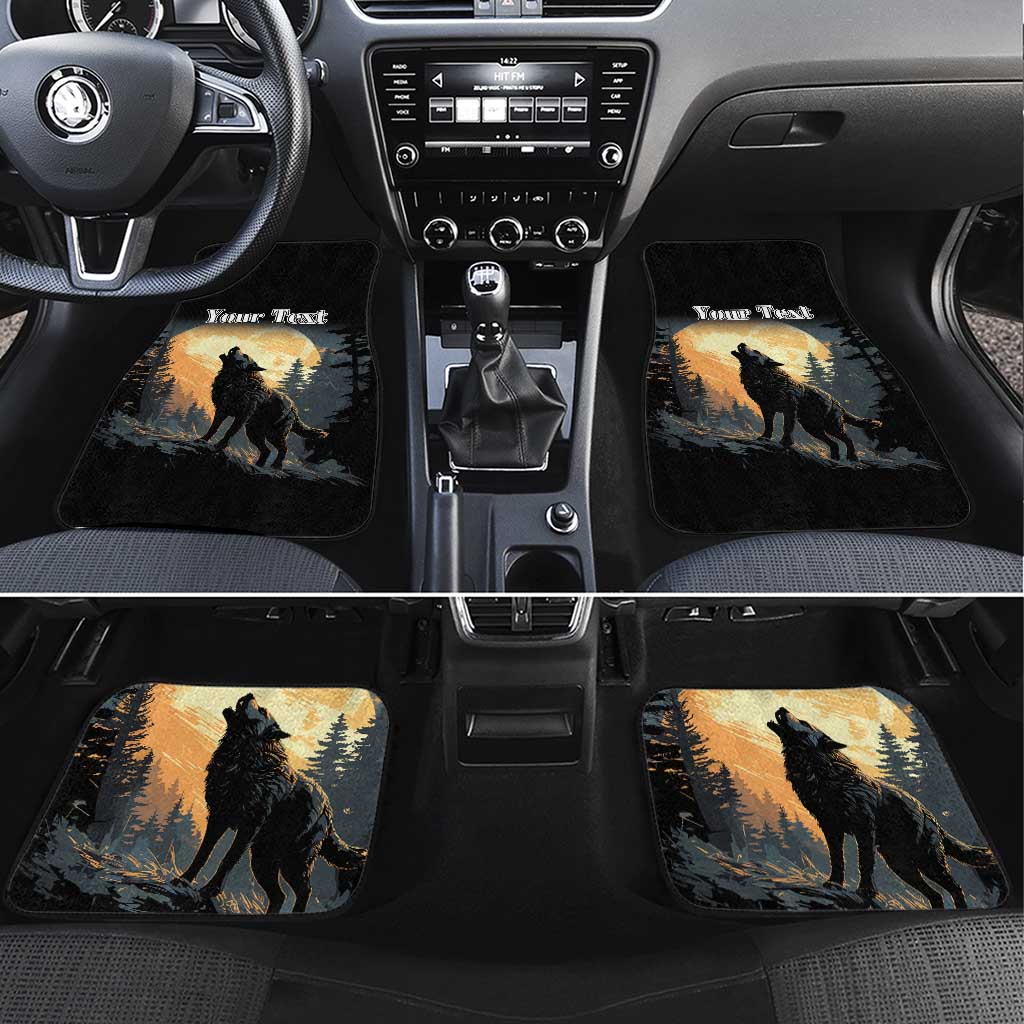 Personalized Estonia Car Mats Wolf Howling At The Moon - Wonder Print Shop