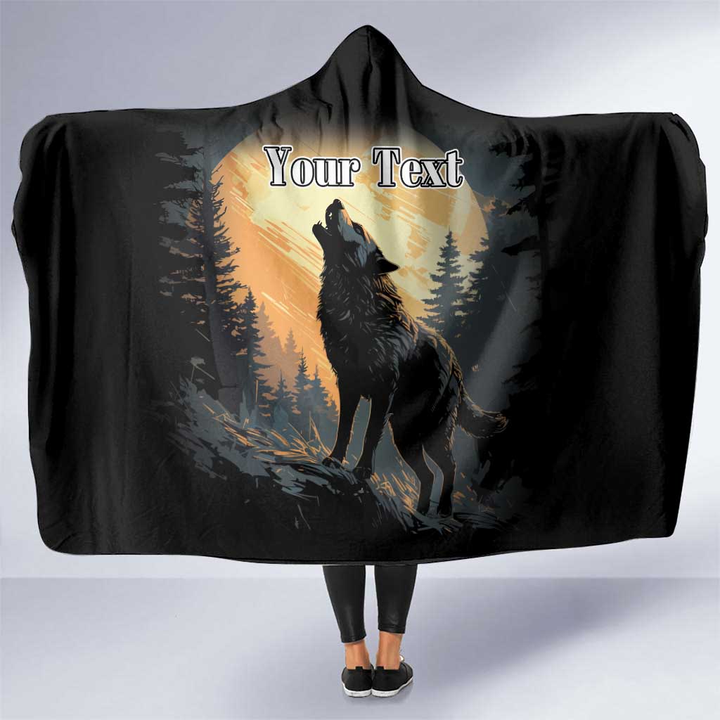 Personalized Estonia Hooded Blanket Wolf Howling At The Moon