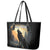 Personalized Estonia Leather Tote Bag Wolf Howling At The Moon - Wonder Print Shop