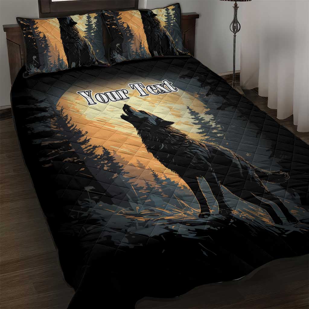 Personalized Estonia Quilt Bed Set Wolf Howling At The Moon - Wonder Print Shop