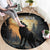 Personalized Estonia Round Carpet Wolf Howling At The Moon