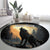 Personalized Estonia Round Carpet Wolf Howling At The Moon