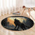 Personalized Estonia Round Carpet Wolf Howling At The Moon