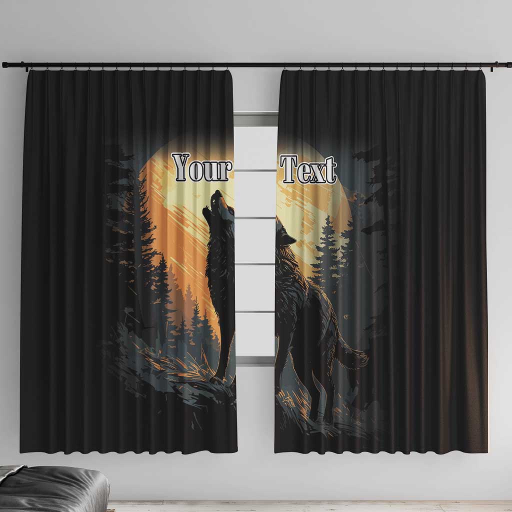 Personalized Estonia Window Curtain Wolf Howling At The Moon - Wonder Print Shop