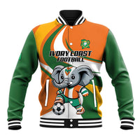 Custom Ivory Coast Football Baseball Jacket Les Elephants Mascot - Wonder Print Shop
