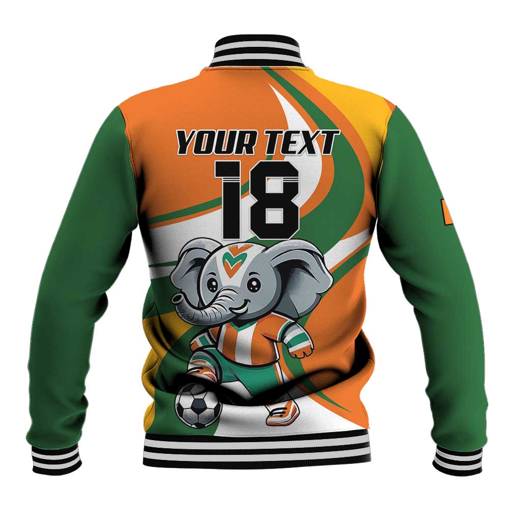 Custom Ivory Coast Football Baseball Jacket Les Elephants Mascot - Wonder Print Shop