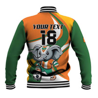 Custom Ivory Coast Football Baseball Jacket Les Elephants Mascot - Wonder Print Shop