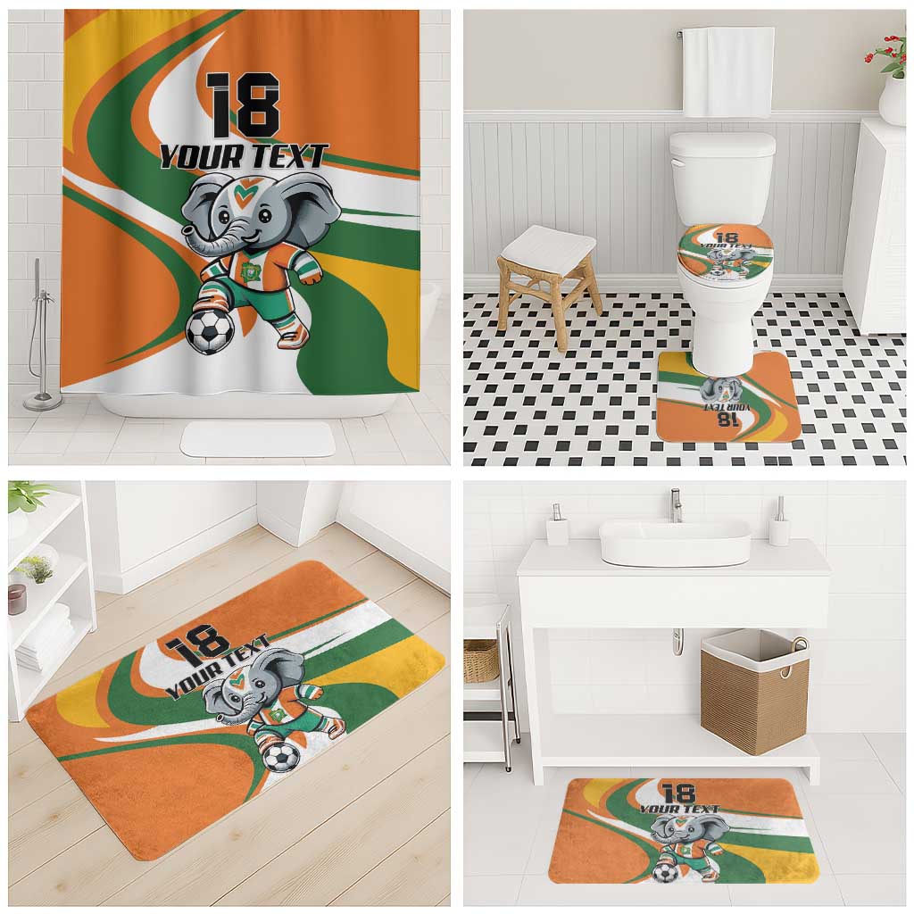 Custom Ivory Coast Football Bathroom Set Les Elephants Mascot - Wonder Print Shop