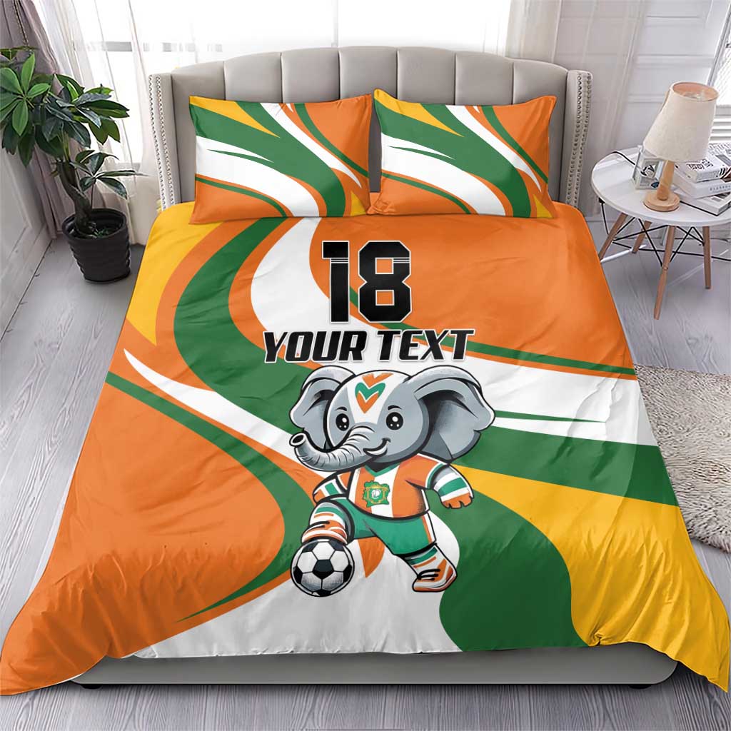 Custom Ivory Coast Football Bedding Set Les Elephants Mascot - Wonder Print Shop