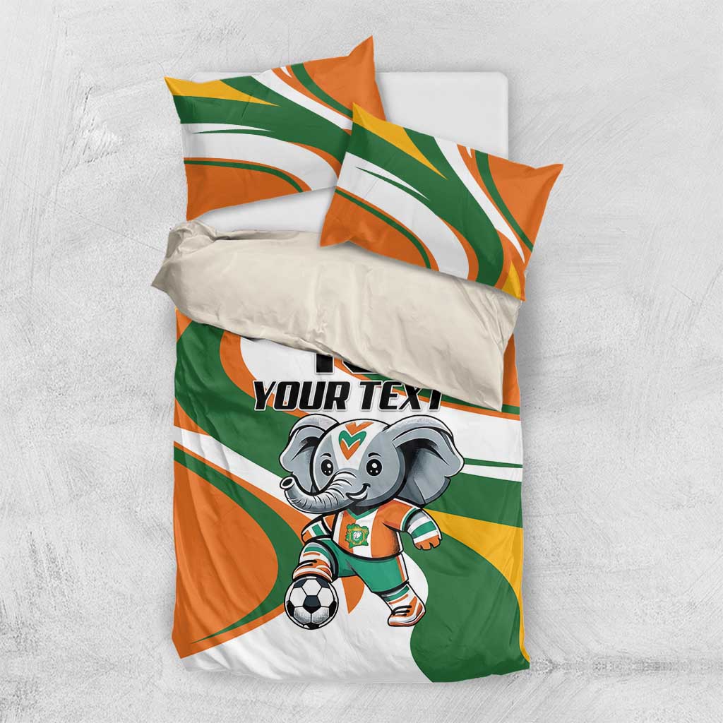 Custom Ivory Coast Football Bedding Set Les Elephants Mascot - Wonder Print Shop