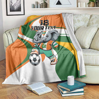 Custom Ivory Coast Football Blanket Les Elephants Mascot - Wonder Print Shop