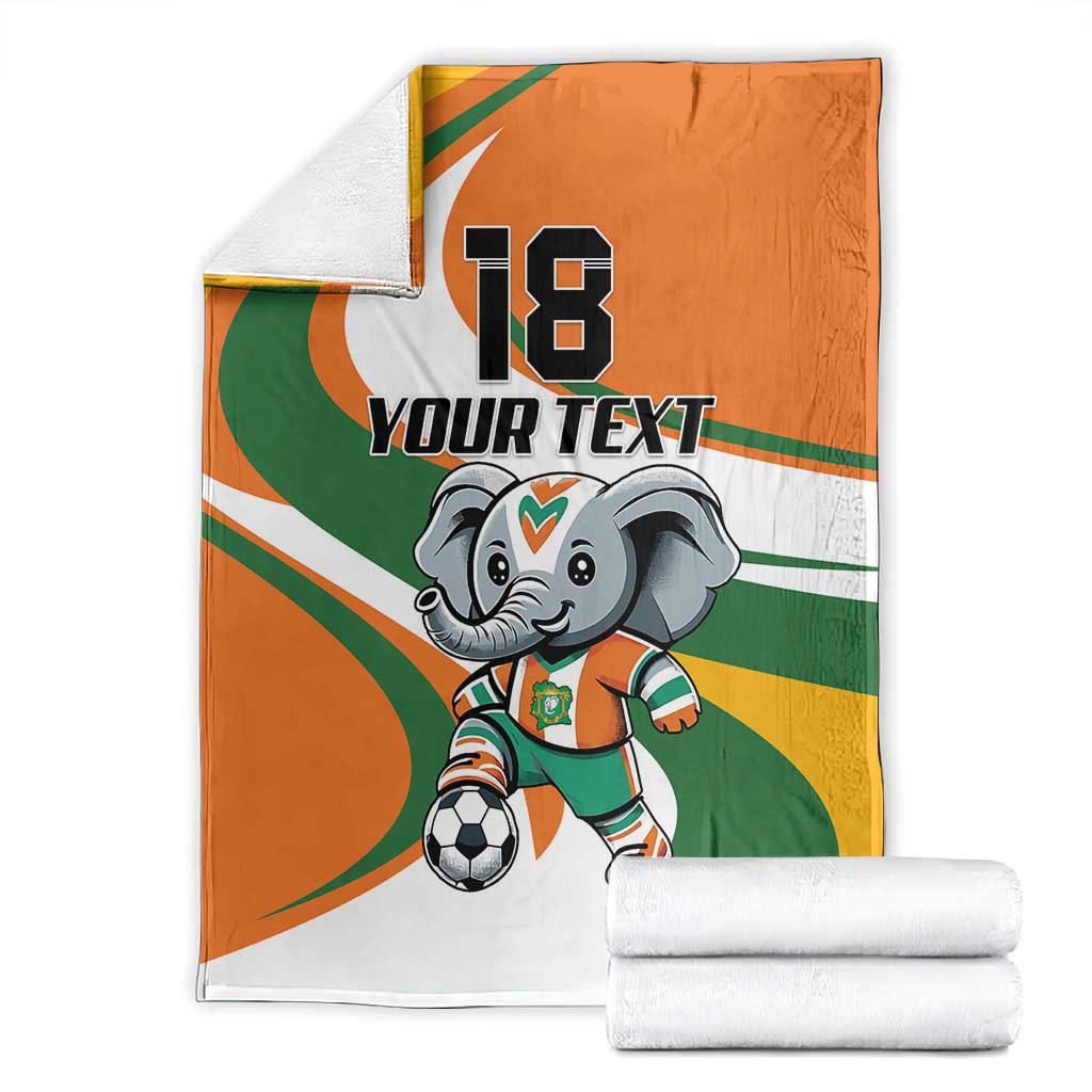 Custom Ivory Coast Football Blanket Les Elephants Mascot - Wonder Print Shop