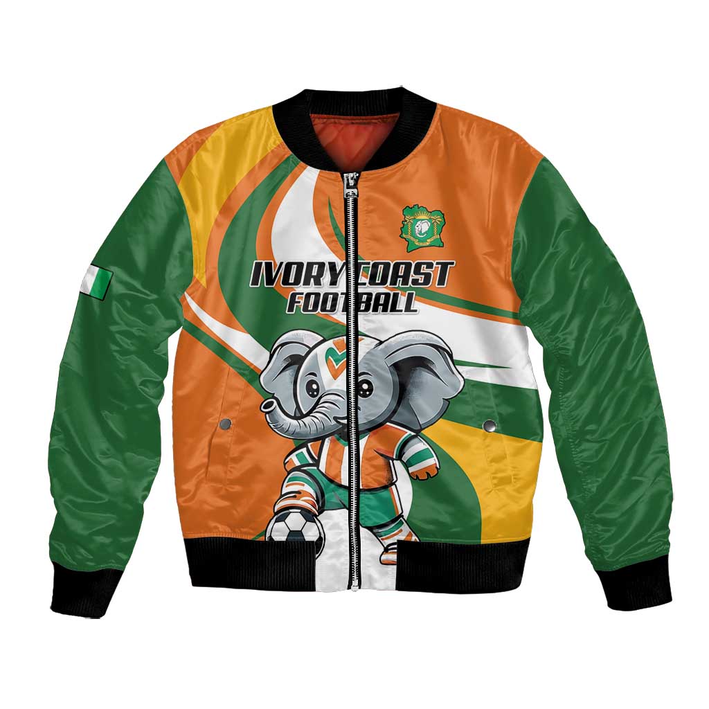 Custom Ivory Coast Football Bomber Jacket Les Elephants Mascot - Wonder Print Shop
