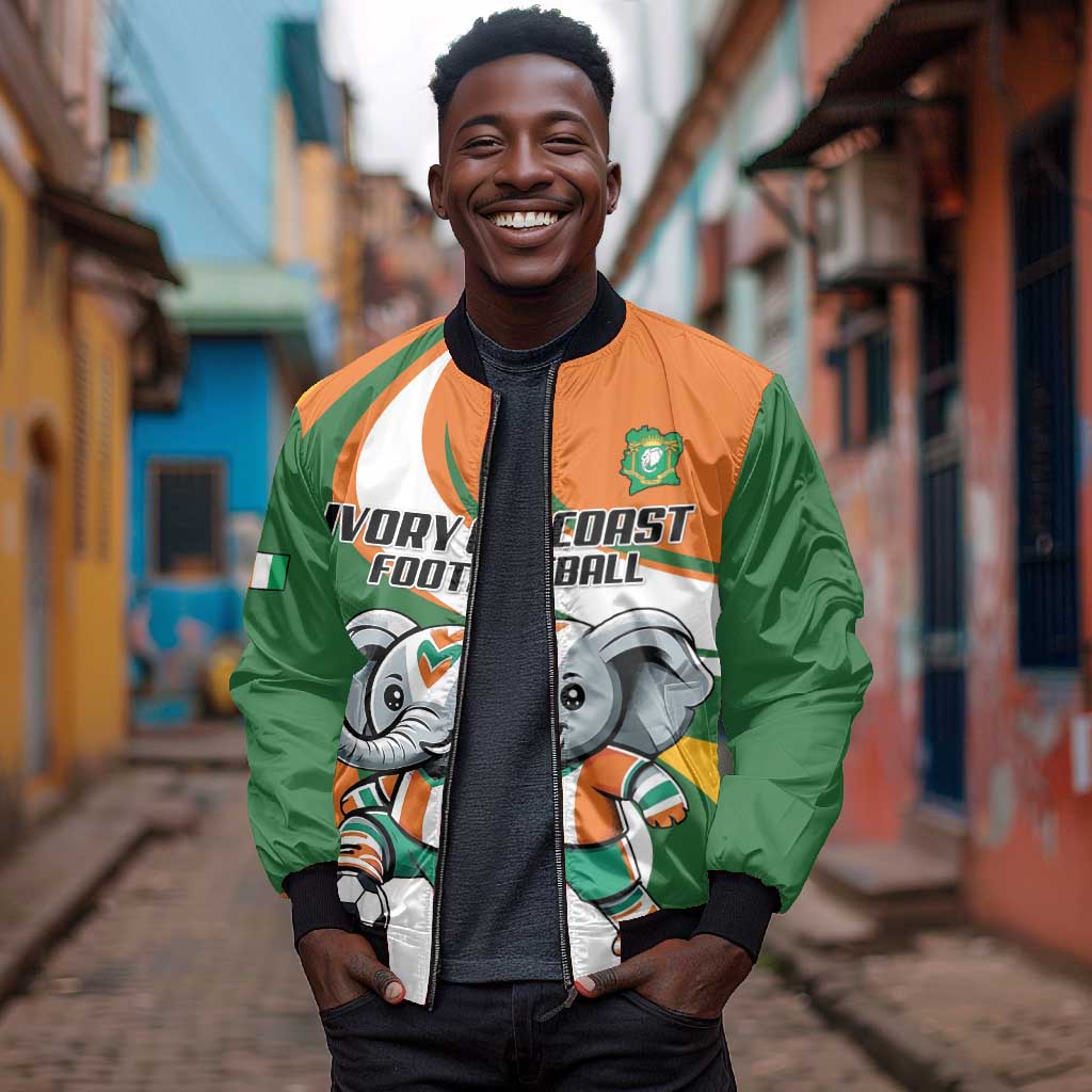 Custom Ivory Coast Football Bomber Jacket Les Elephants Mascot - Wonder Print Shop