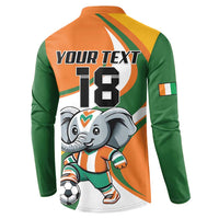 Custom Ivory Coast Football Button Sweatshirt Les Elephants Mascot