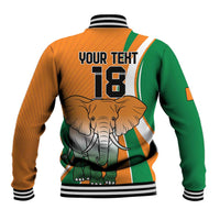 Custom Ivory Coast Football Baseball Jacket Les Elephants Spirit - Wonder Print Shop