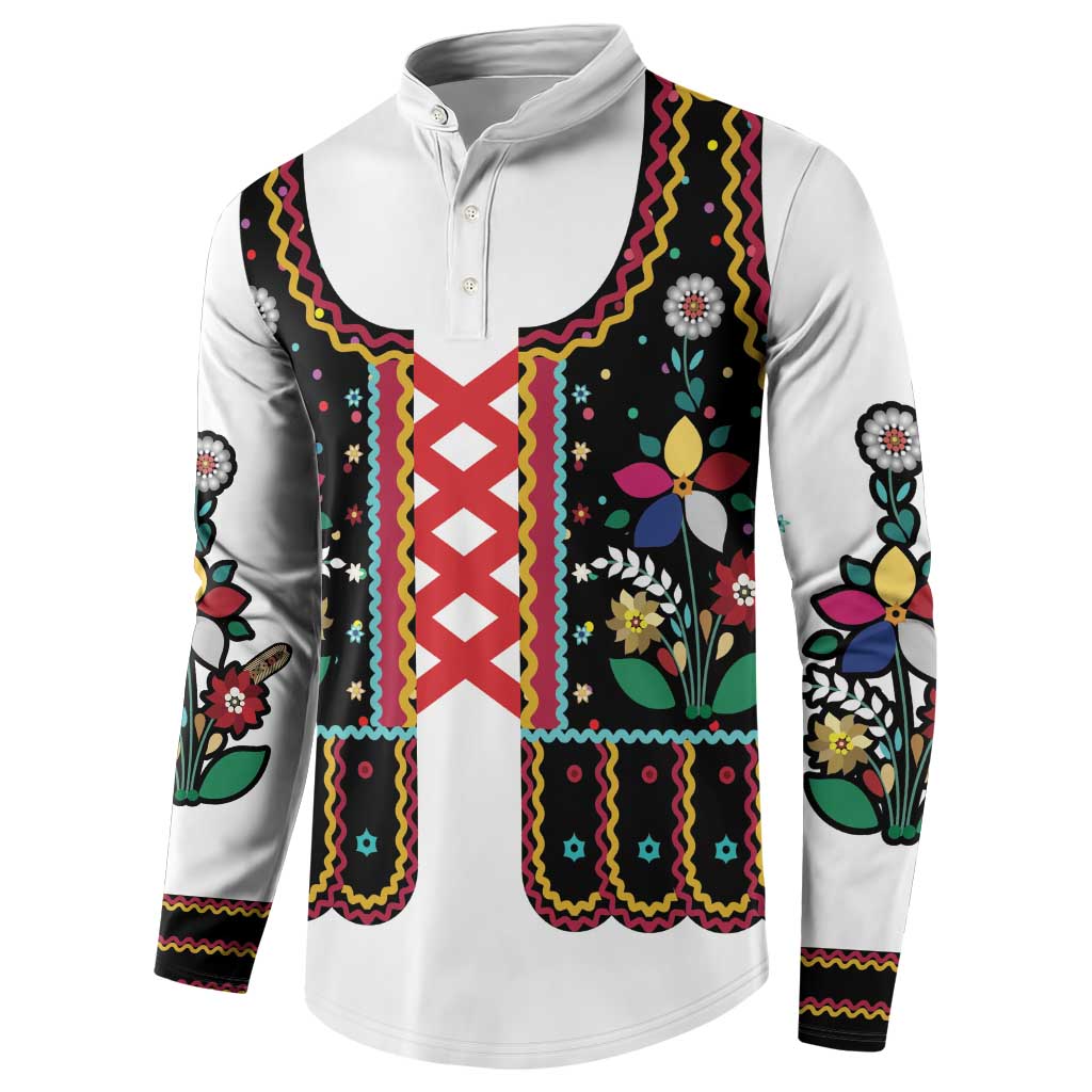 Vintage Polish Gorsecik Button Sweatshirt Slavic Floral Folk Art