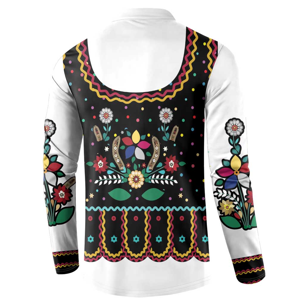Vintage Polish Gorsecik Button Sweatshirt Slavic Floral Folk Art