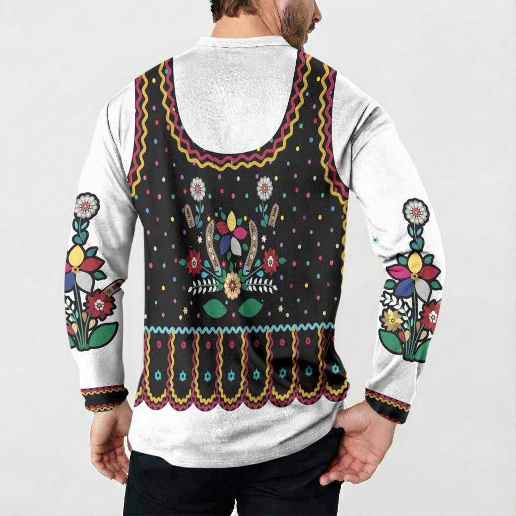 Vintage Polish Gorsecik Button Sweatshirt Slavic Floral Folk Art