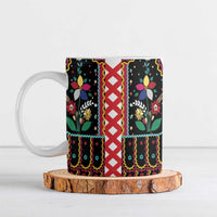 Vintage Polish Gorsecik Ceramic Mug Slavic Floral Folk Art