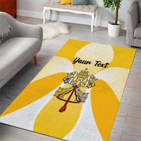 Yellow and white area rug featuring Vatican emblem with your text center