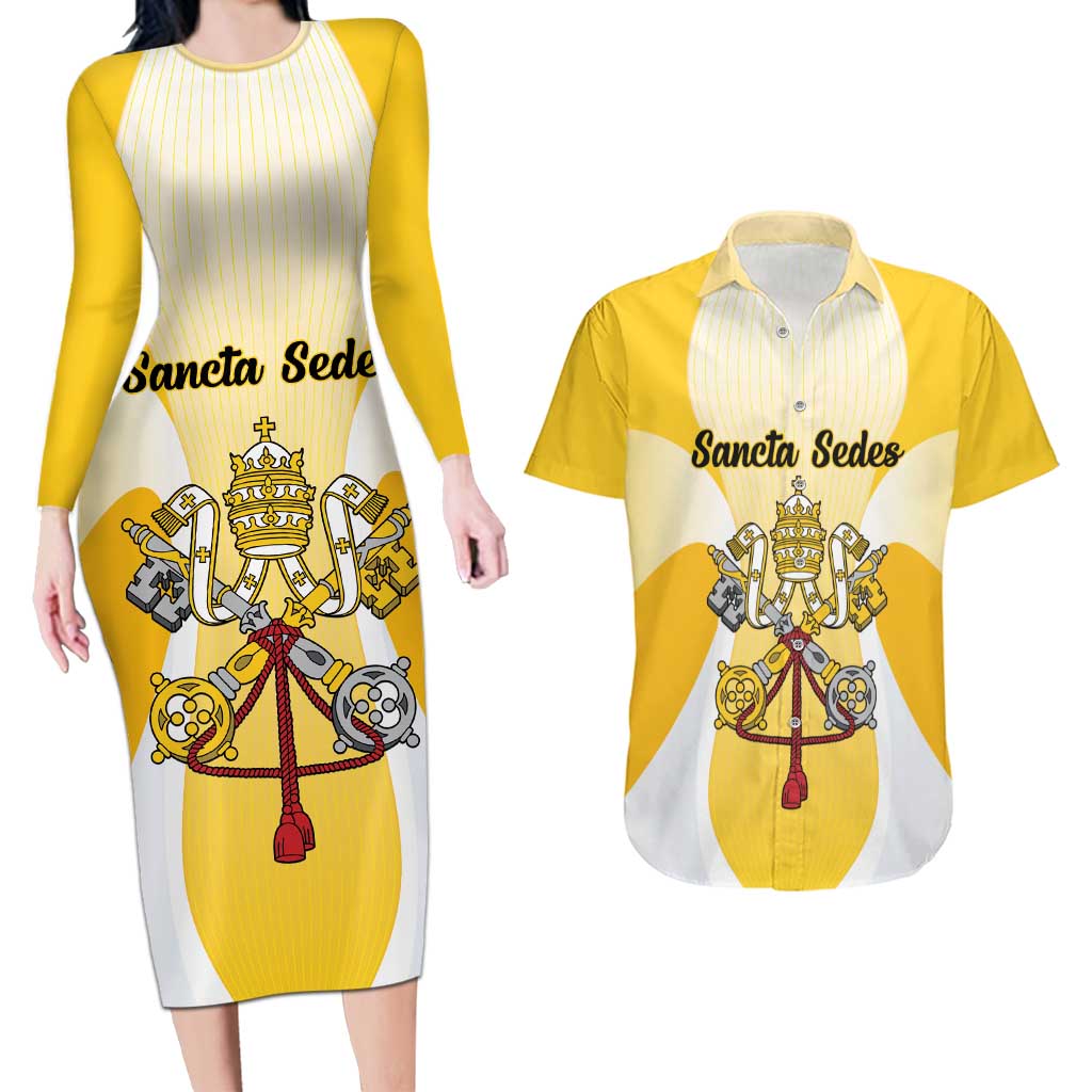 Personalized Holy See - Vatican City Couples Matching Long Sleeve Bodycon Dress and Hawaiian Shirt Sporty Style