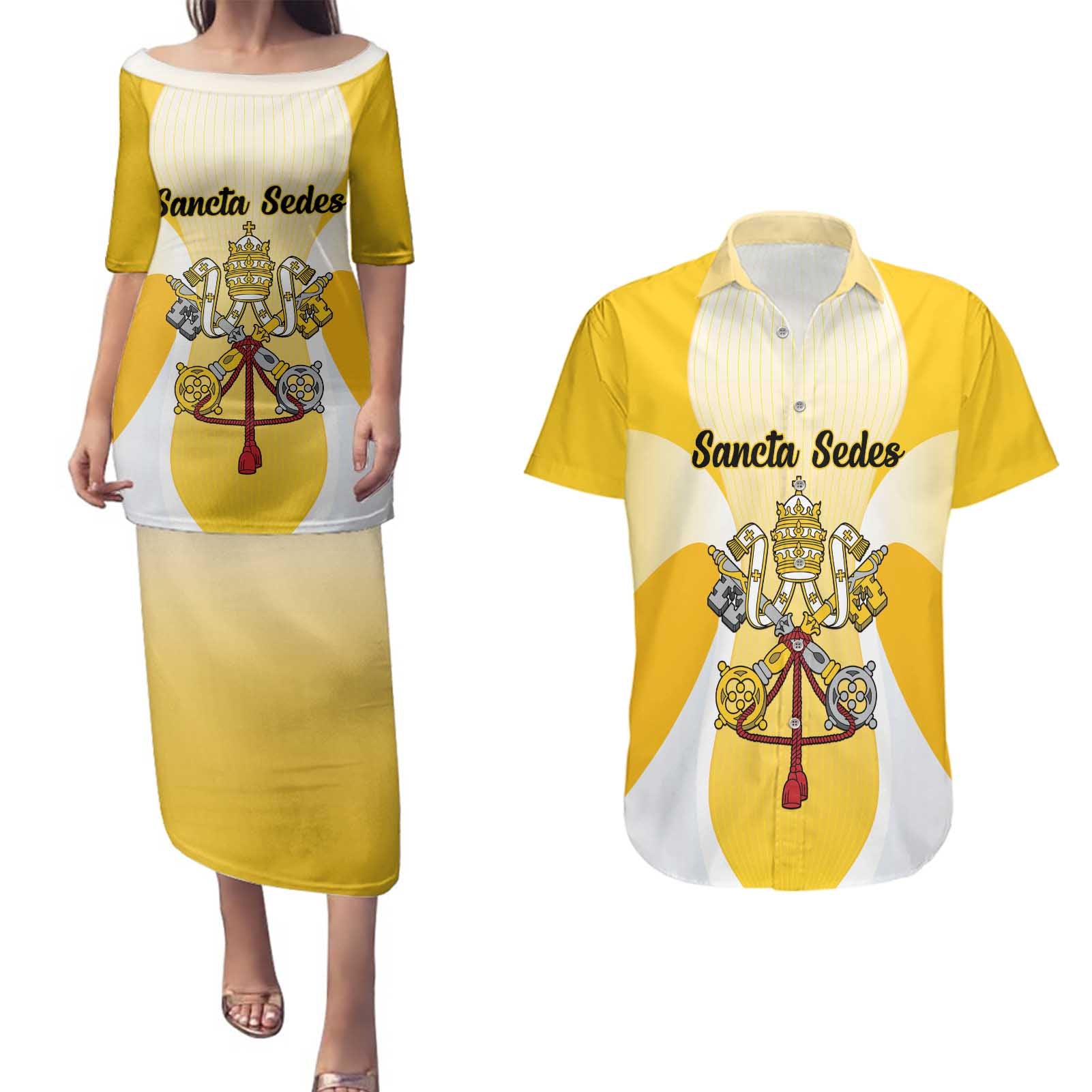 Personalized Holy See - Vatican City Couples Matching Puletasi and Hawaiian Shirt Sporty Style