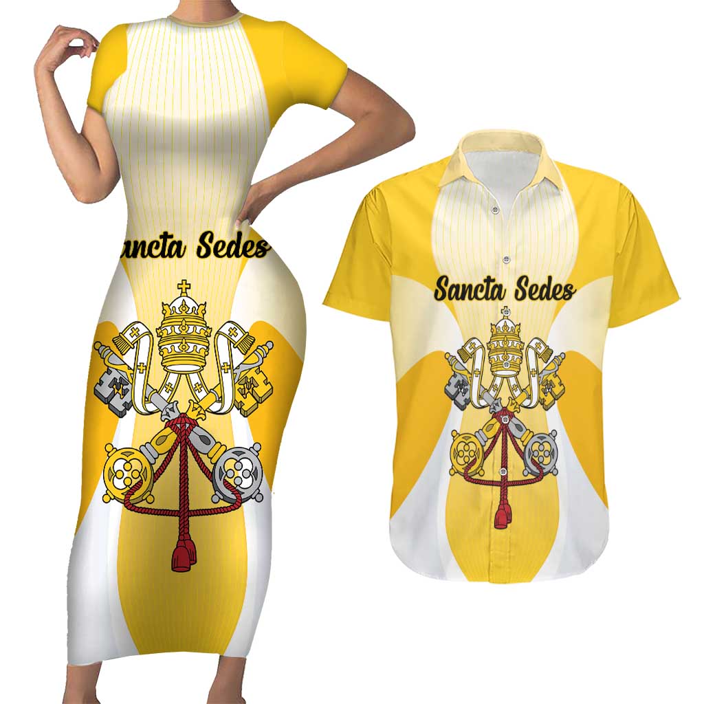 Personalized Holy See - Vatican City Couples Matching Short Sleeve Bodycon Dress and Hawaiian Shirt Sporty Style