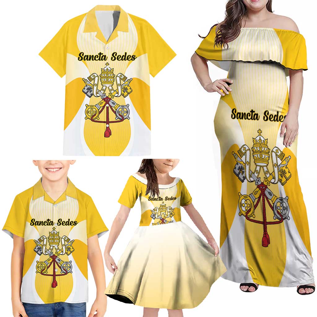 Personalized Holy See - Vatican City Family Matching Off Shoulder Maxi Dress and Hawaiian Shirt Sporty Style