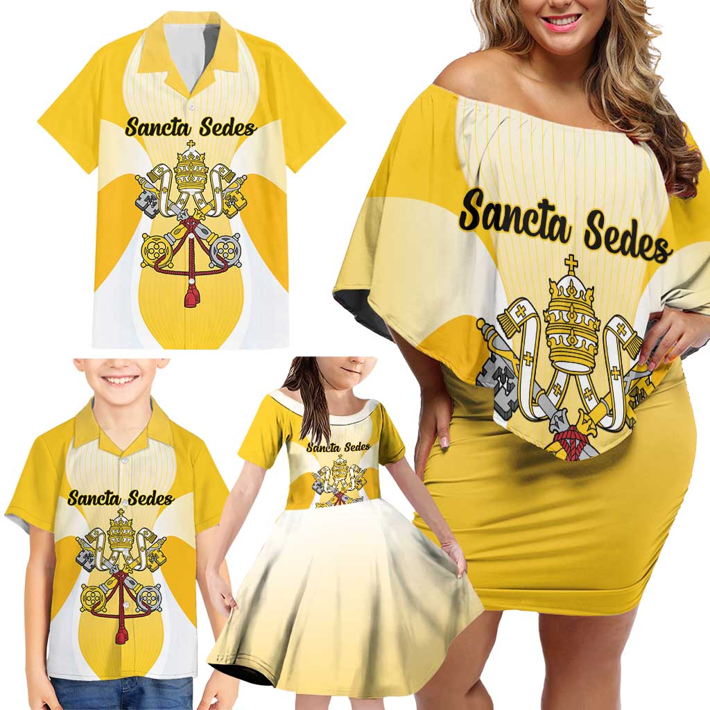 Personalized Holy See - Vatican City Family Matching Off Shoulder Short Dress and Hawaiian Shirt Sporty Style