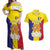 Custom Andorra Coat Of Arms Couples Matching Off Shoulder Maxi Dress and Hawaiian Shirt Narcissus Poeticus Flowers Flag Style