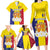 Custom Andorra Coat Of Arms Family Matching Long Sleeve Bodycon Dress and Hawaiian Shirt Narcissus Poeticus Flowers Flag Style