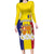 Custom Andorra Coat Of Arms Family Matching Long Sleeve Bodycon Dress and Hawaiian Shirt Narcissus Poeticus Flowers Flag Style