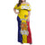 Custom Andorra Coat Of Arms Family Matching Off Shoulder Maxi Dress and Hawaiian Shirt Narcissus Poeticus Flowers Flag Style