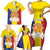 Custom Andorra Coat Of Arms Family Matching Short Sleeve Bodycon Dress and Hawaiian Shirt Narcissus Poeticus Flowers Flag Style