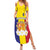 Custom Andorra Coat Of Arms Family Matching Summer Maxi Dress and Hawaiian Shirt Narcissus Poeticus Flowers Flag Style