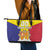 Custom Andorra Coat Of Arms Leather Tote Bag Narcissus Poeticus Flowers Flag Style