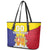 Custom Andorra Coat Of Arms Leather Tote Bag Narcissus Poeticus Flowers Flag Style