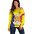 Custom Andorra Coat Of Arms Off Shoulder Sweater Narcissus Poeticus Flowers Flag Style