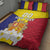 Custom Andorra Coat Of Arms Quilt Bed Set Narcissus Poeticus Flowers Flag Style