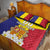 Custom Andorra Coat Of Arms Quilt Bed Set Narcissus Poeticus Flowers Flag Style