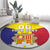 Custom Andorra Coat Of Arms Round Carpet Narcissus Poeticus Flowers Flag Style