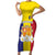 Custom Andorra Coat Of Arms Short Sleeve Bodycon Dress Narcissus Poeticus Flowers Flag Style