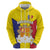 Custom Andorra Coat Of Arms Zip Hoodie Narcissus Poeticus Flowers Flag Style