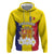 Custom Andorra Coat Of Arms Zip Hoodie Narcissus Poeticus Flowers Flag Style