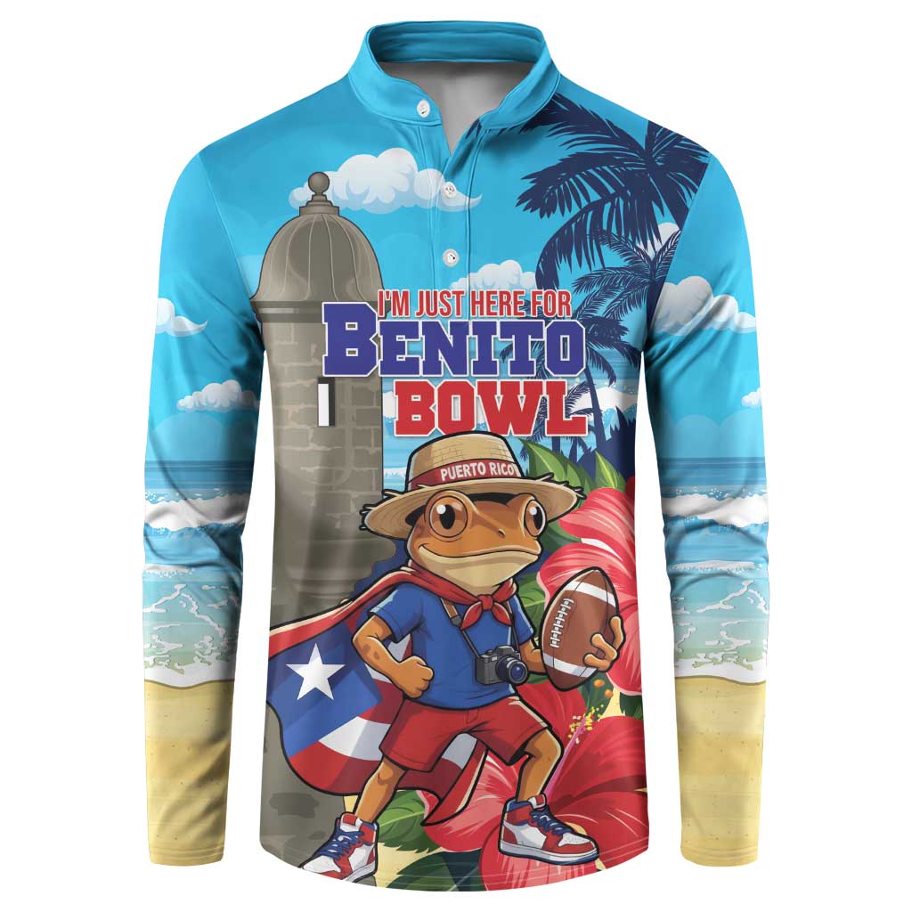 Puerto Rico Coquí Frog Button Sweatshirt Benito Bowl Halftime Show