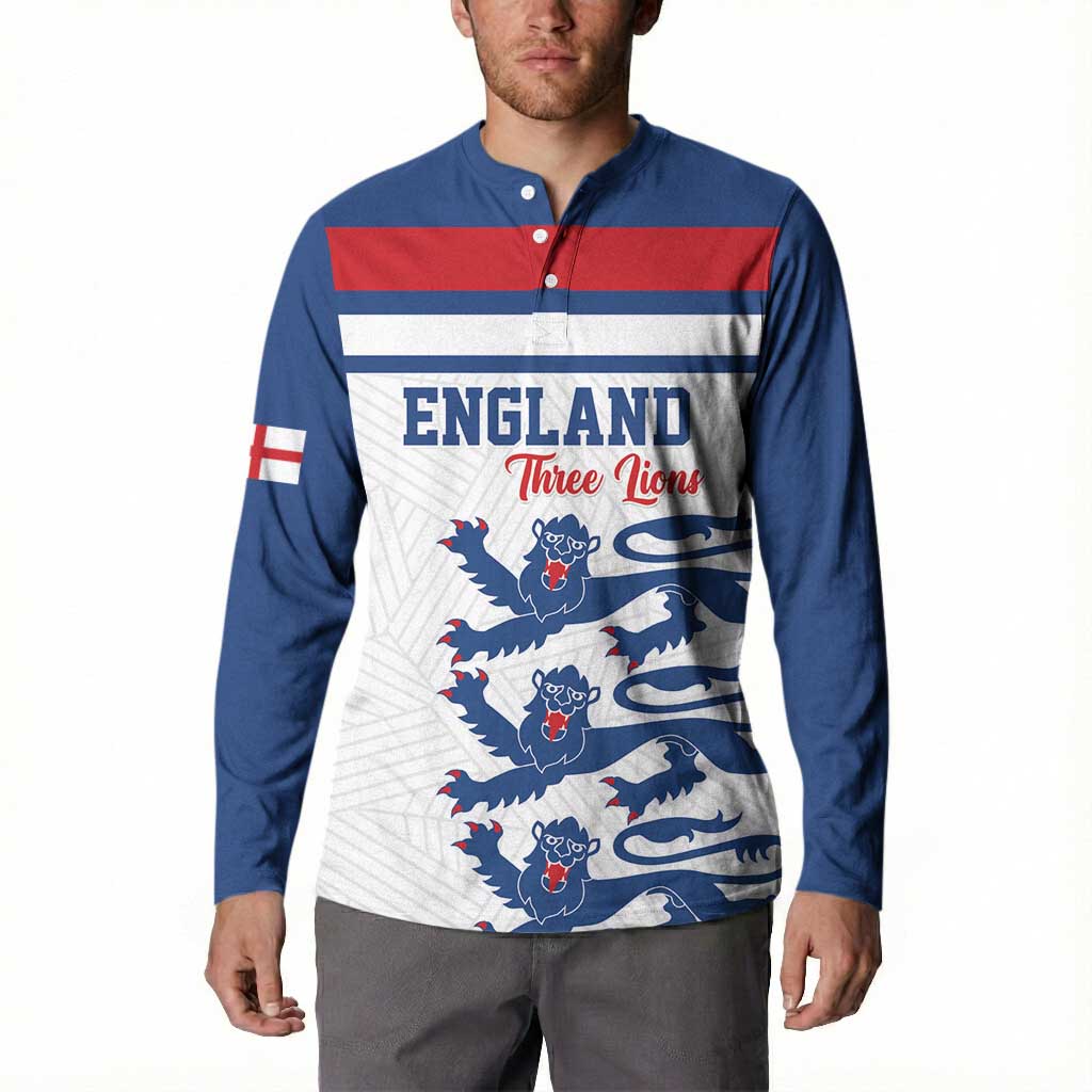 Custom England Three Lions Button Sweatshirt Vintage Stripe Football Fan