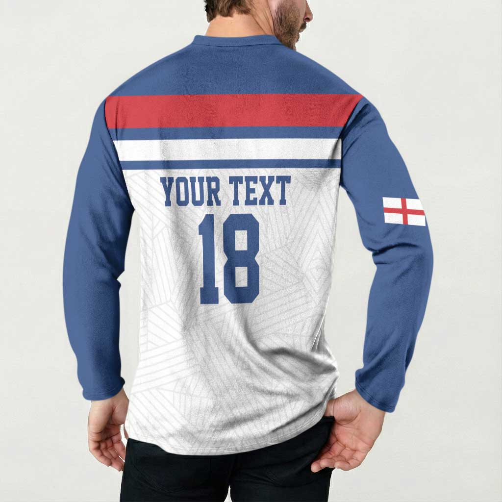 Custom England Three Lions Button Sweatshirt Vintage Stripe Football Fan